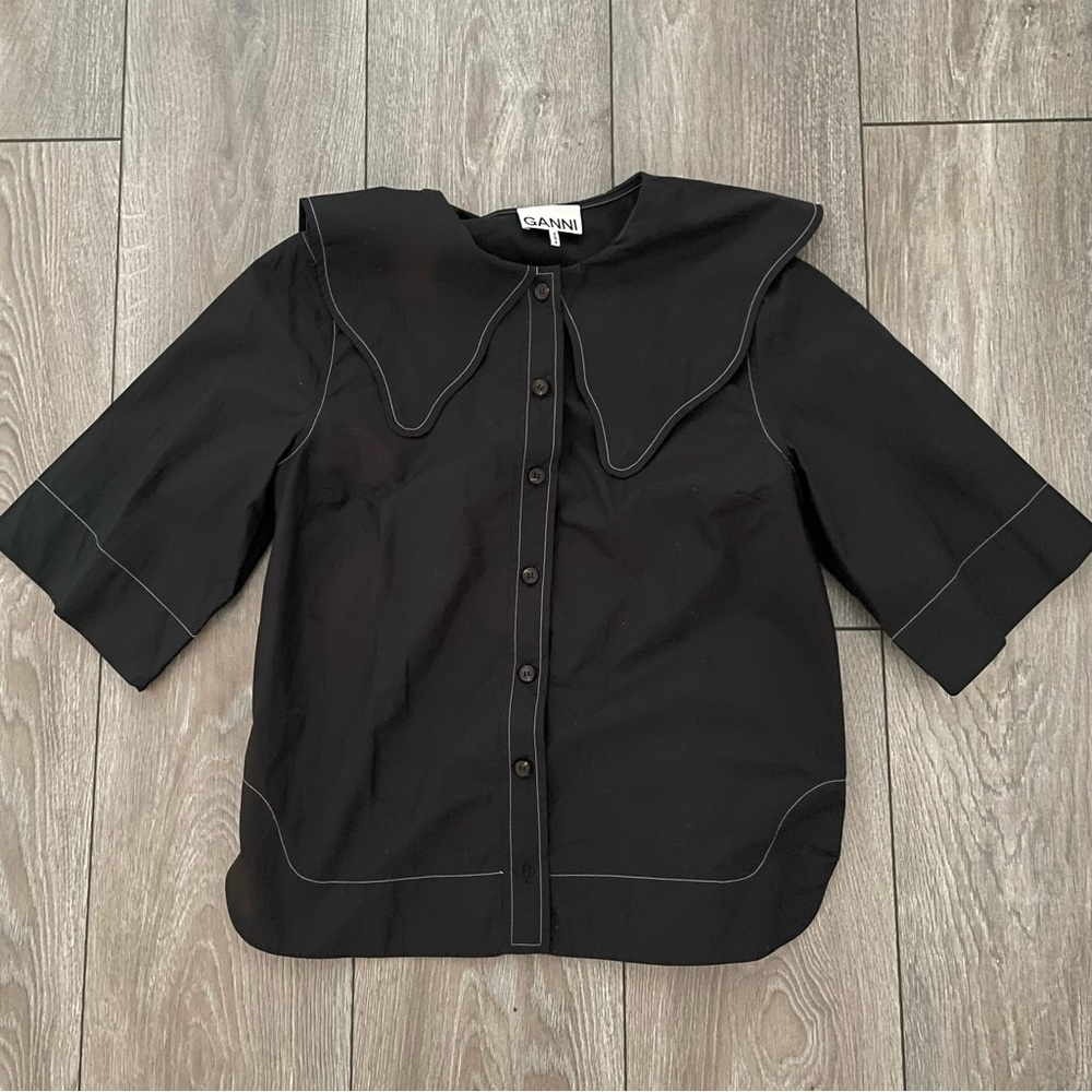 Ganni Black Collar Shirt